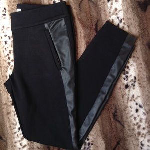 LOFT Skinny Pants With Faux Leather Stripe